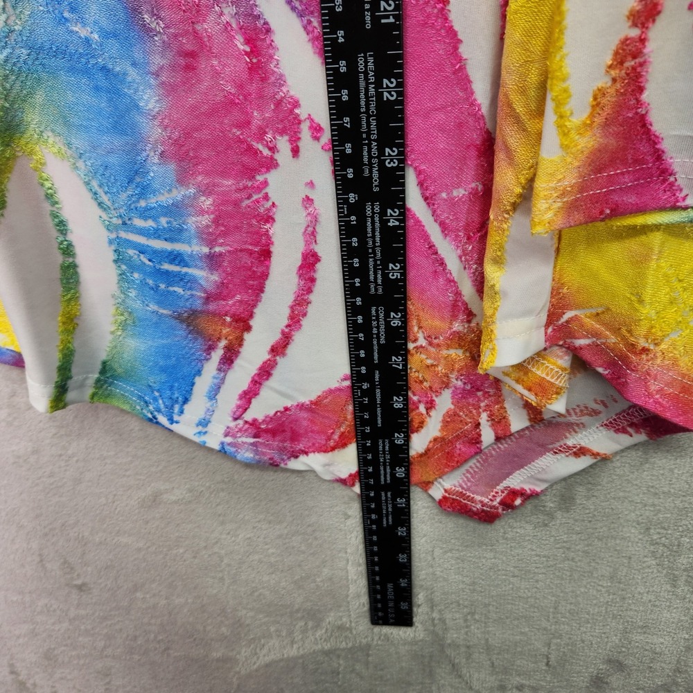 Calessa Tunic Womens Large Bright Burnout Tie Dye Top Asymmetrical Hem Artsy New - Picture 8 of 8
